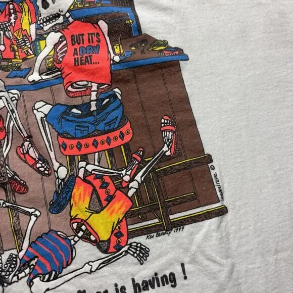 Vtg 90s GRATEFUL DEAD Beer Tour Tshirt Skull Single Stitch Tank Sz L - Picture 3 of 5